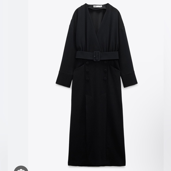 Zara Dresses Zara Wrap V-Neck Long Sleeve Belted Mid - Picture 3 of 10